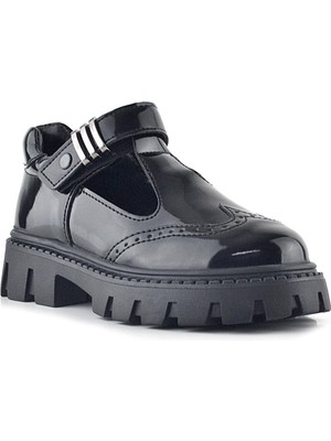 Rakerplus Siyah Rugan Toka Detaylı Cırtlı Kız Çocuk Günlük Ayakkabı