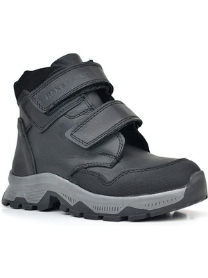 Rakerplus Trekking Hakiki Deri Siyah Cırt Cırtlı Erkek Çocuk Bot Rahat Taban Özelliği ile