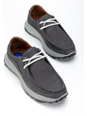 Dilimler Ayakkabı Hakiki Deri Nubuk Erkek Günlük Ayakkabı Füme Hafif Dikişli Taban