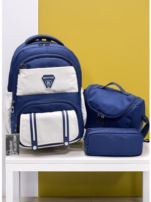 MegiHero Suya Dayanıklı Erkek Çocuk Ilk Okul Çantası 3lü Set Ilkokul Çantası Lacivert