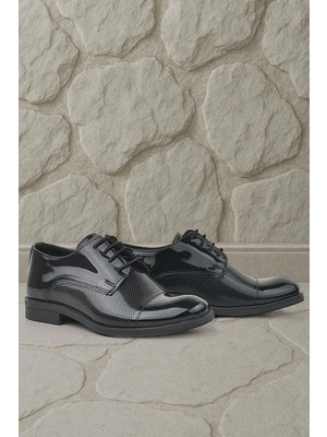 Xo Kids Rakerplus Siyah Rugan Bağcıklı Oxford Çocuk Klasik Ayakkabı