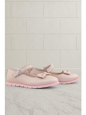 Xo Kids Rakerplus Pudra Fiyonklu Cırtlı Yıldızlı Kız Çocuk Babet