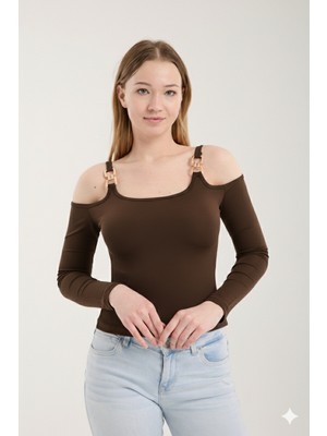 LUFTHİMM Yeni   Sezon   Kadın   Iki  Omuzdan    Gold   Detaylı     Uzun  Kollu   Bluz