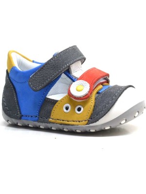 Xo Kids Nino Hakiki Deri Renkli Cırtlı Yazlık Ilk Adım Ayakkabı