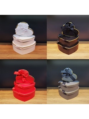 Najmaddin Kalp Tasarımlı Hediye Kutusu 3 Adet Farklı Boy