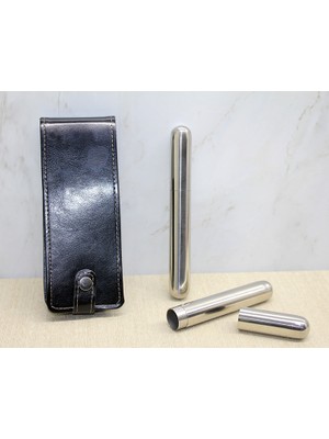 Zenvia Deri Kılıflı Ikili Paslanmaz Çelik Puro Tüpü  ZNV-TTT3245