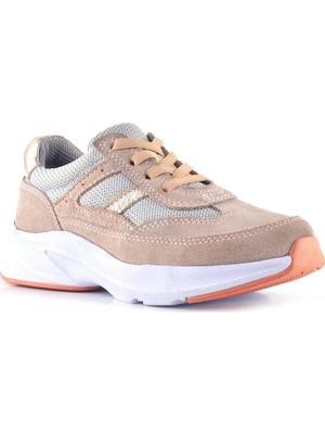 Rakerplus Hakiki Deri Anatomik Pudra Lastik Bağcıklı Hafif Kız Çocuk Günlük Ayakkabı