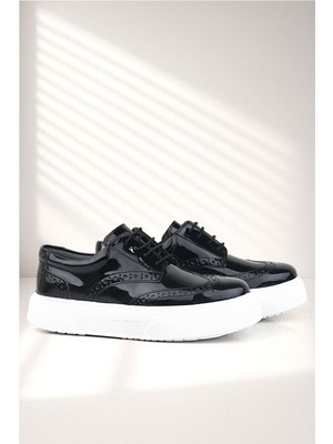 Xo Kids Rakerplus Siyah Rugan Beyaz Taban Oxford Çocuk Klasik Ayakkabı