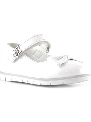 Xo Kids Rakerplus Beyaz Rugan Fiyonklu Yıldız Detaylı Cırtlı Kız Çocuk Babet