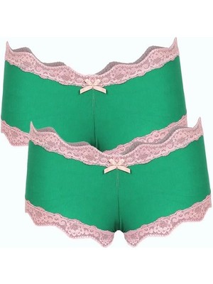 Kadın Pamuklu 2li Boxer Fıstık Yeşili