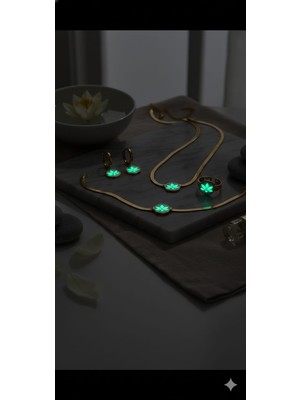 Papatya Silver 925 Ayar Patentli Gece Fosforu Italyan Lotus Set.rose.gold.rodaj