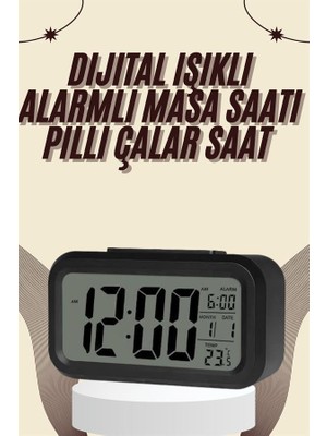 Zenvia Dijital Masa Saati Termometreli Takvim Çalar Saat LED Ekran Pilli Znv-Tcndym