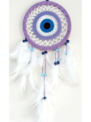 Najmaddin Nazar Boncuğu Motifli Lila Rengi Dream Catcher Düş Kapanı Duvar Süsü