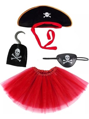 Zenvia Korsan Kostüm Seti Kız Çocuk - Şapka, Etek, Kanca, Göz Maskesi  ZNV-TTT3245