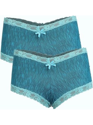 Kadın Pamuklu 2li Boxer Su Yeşili