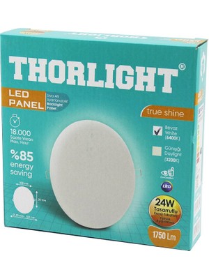 Zenvia Thorlıght S-224 24W 16.8cm Beyaz LED Panel Sıva Altı Ayarlı Mandallı 6400K - 1750LM - 18000 Saat - 2