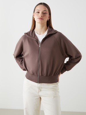 Lc Waikiki Yeni Sezon Dik Yaka Oversize Kadın Fermuarlı Sweatshirt