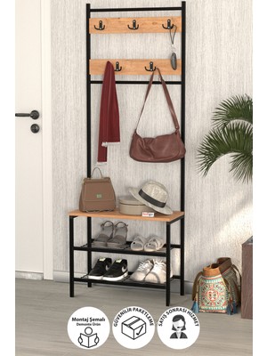 Normadia Modern 3 Raflı Metal Portmanto ve Ayakkabılık Seti, Şık ve Kullanışlı