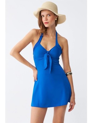 Kadın Fiyonklu Sax Elbise Mayo