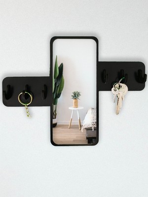 Normadia Şık Dikdörtgen Aynalı Pleksi Anahtarlık ve Anahtar Düzenleyici Seti