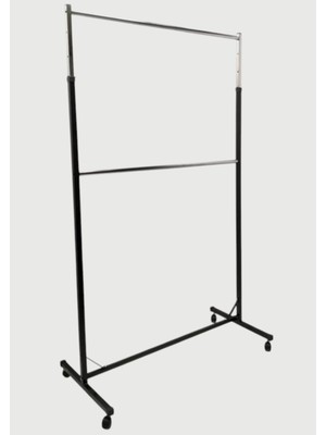Normadia Çift Katlı Ayarlı Tekerlekli Stant, Elbise ve Mağaza Askılığı 220X120 cm