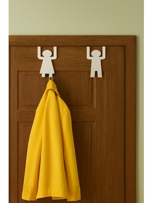 Normadia Mini Beyaz Metal Kapı Arkası Askılık Seti, 6 Cm, 2'li Organizer