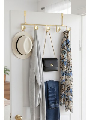 Normadia Şık Metal Altın Kapı Arkası Askılık, Mutfak ve Banyo Düzenleyici