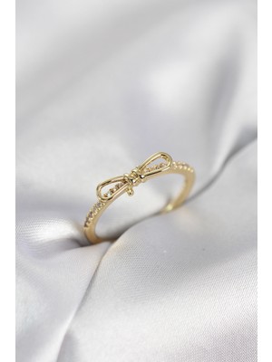 Clariss Fiyonk Model Zirkon Taşlı Gold Renk Kadın Yüzük