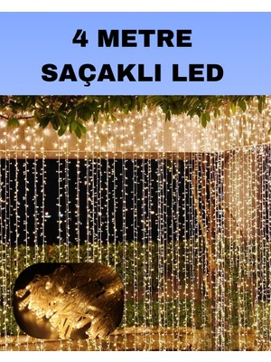 Zero Land Storozde 4 Metre Icicle Şelale LED Perde Işık Sarı Aydınlatma