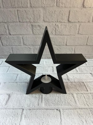 Astraltech Siyah Yıldız Şeklinde Mumluk Loş Işık Dekor Aksesuarı
