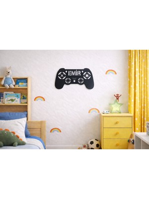 Taşteks Kişiye Özel Oyun Konsolu Mdf Isimlik Duvar Dekoru – Gamer Odası Modern Siyah Tablo