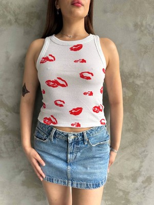 Kaia Life Öpücük Baskılı Bluz