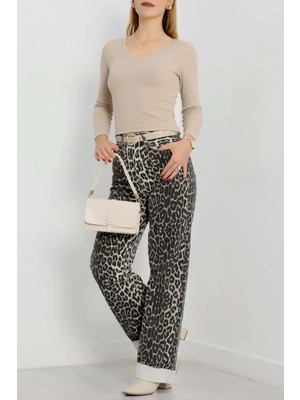 Kaia Life V Yaka Kaşkorse Bluz Bej