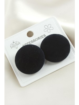 Zenvia Düğme Süet Kumaş Küpe ZNVBJTR-23577