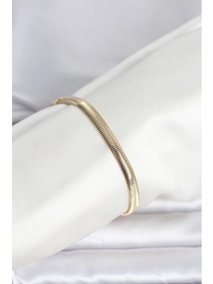 Erbilden Erb cm 14K Gold Renk Yassı Zincir Yılan Model Kadın Bileklik