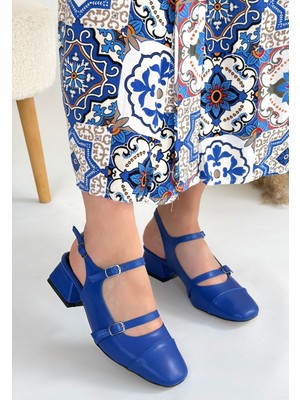 Tp Doran Mavi Cilt Topuklu Ayakkabı - Lisinya