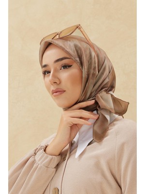 Silk Home Desenli Shiny Eşarp - 8647 - Sütlü Kahve