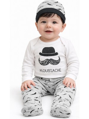 Minibird Bıyık Baskılı 3'lü Takım 3-6 Ay