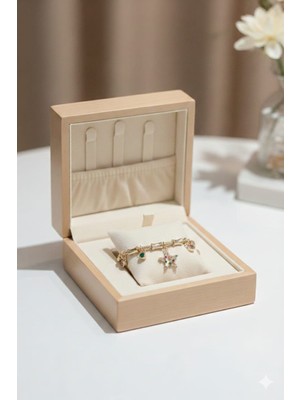 Jewerly Charm'lı Bileklik Zirkon Taşlı Gold Çelik Kadın Bileklik