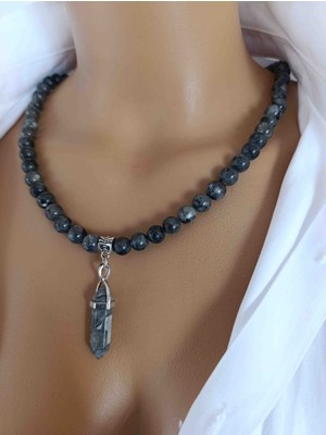 Hakiki Spektrolit Taşı Kolye 8 mm – Enerji Taşı – Sertifikalı – Esnek Misinalı – Hediye Kutulu