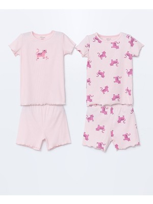 Lc Waikiki Yeni Sezon Bisiklet Yaka Kız Bebek Şortlu Pijama Takım 2'li