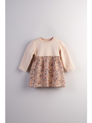 Bondberro Çiçek Baskılı  Müslin Kız Bebek ve Çocuk Elbisesi %100 Pamuk