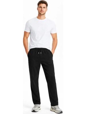 Beta Moda Hub Erkek Düz Paça Beli Lastikli Ipli Günlük Spor Eşofman Altı Rahat Fit - Siyah