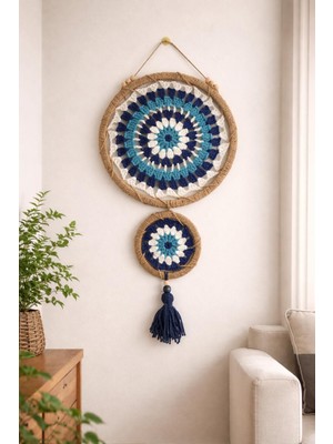 Boncukafası El Yapımı Nazar Boncuğu Duvar Süsü – Bohem Duvar Dekoru