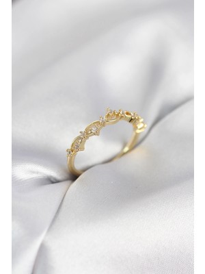 Pazarcan Zirkon Taşlı Pirinç Gold Renk Kadın Yüzük