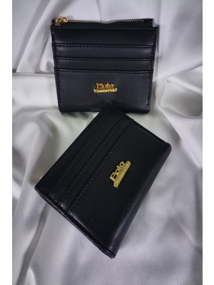 Belirtilmemiş Armalı Siyah Kadın Cüzdanı Çıtçıtlı Kapaklı, Içten Fermuarlı, Kartlık Bölmeli