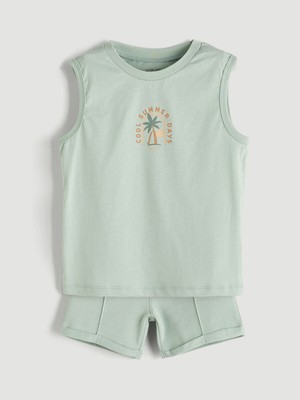 Lc Waikiki Yeni Sezon Baskılı Erkek Bebek Atlet ve Şort 2'li