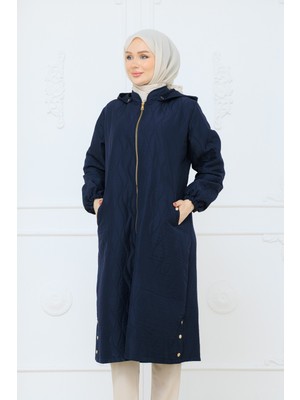 Pamuk Butik Kadın Soğan Desenli Cepli Kapitone Kap -PMK527