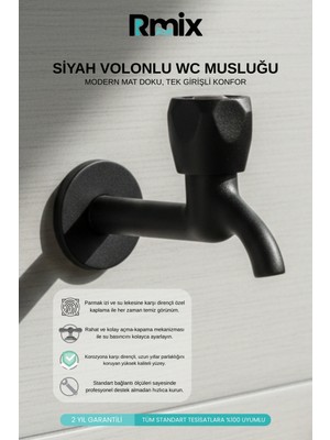 Rmix Siyah Volonlu Wc Musluk Batarya