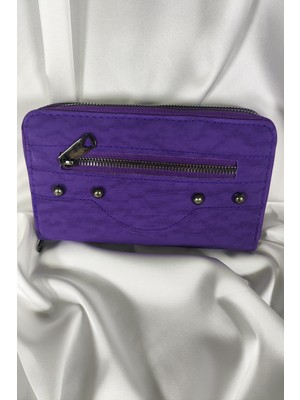 Belirtilmemiş Mor Kadın Cüzdanı Çıtçıtlı Kapaklı, Içten Fermuarlı, Kartlık Bölmeli